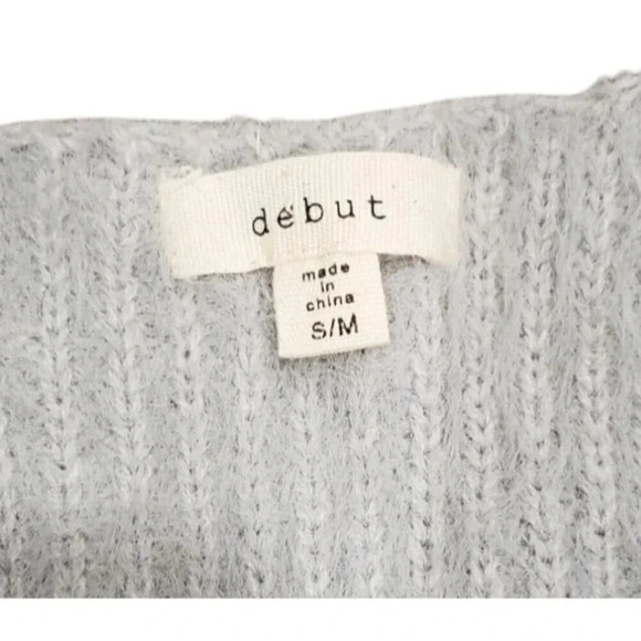 Debut Gray Fuzzy Knit Faux Wrap Sweater S - Picture 4 of 4